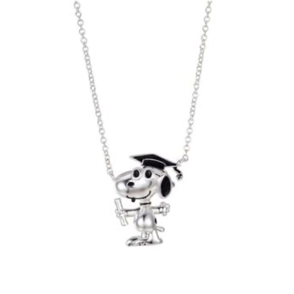 Unwritten Silver Plated Peanuts "Snoopy" Graduation Pendant Necklace, 16"+2" - Picture 1 of 4